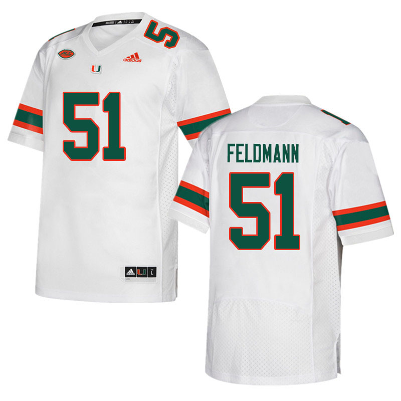 Men #51 Graden Feldmann Miami Hurricanes College Football Jerseys Sale-White